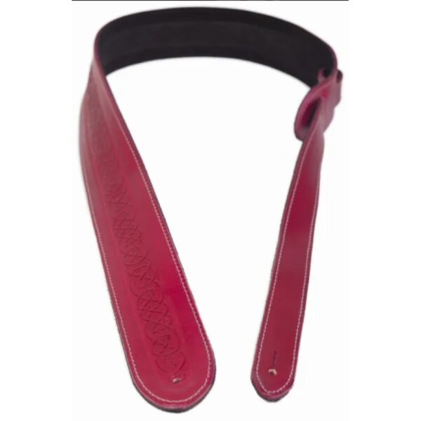 Leathergraft Celtic Embossed Red Leather Guitar Strap