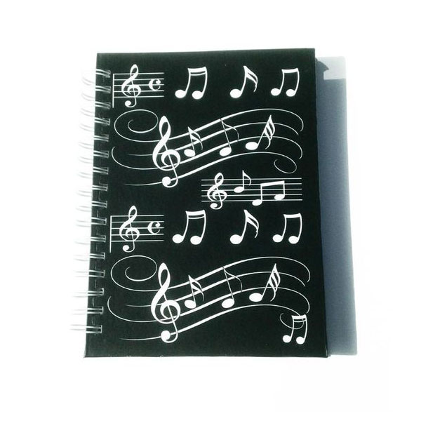 Little Snoring Music Notes A6, White, Spiral Notebook