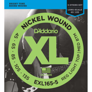 D'Addario, XL Nickel Bass Strings, EXL-165-5, 5-String Set, 45-135