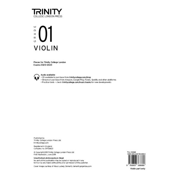 Trinity Violin Grade 1 Exam Pieces 2020-2023 Part