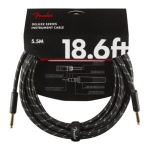Fender Deluxe 18.6ft, Black Tweed Straight/Straight Instrument Cable