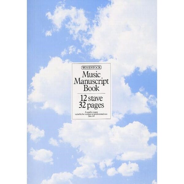 Woodstock Manuscript Book: 12 Staves - 32 Pages (Stitched A4 Book)