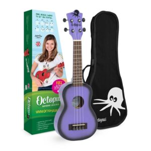 Octopus UK205 Soprano Ukulele, Purple Burst, with Bag