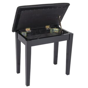 Kinsman KPB01BK Piano Bench with Storage, Satin Black