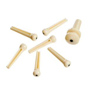 D'Addario Molded Bridge Pin & End Pin Set, Ivory with Dot