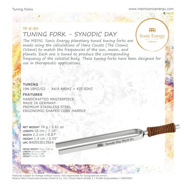Meinl Sonic Energy Tuning Fork, Synodic Day - 194.18 Hz - Image 3