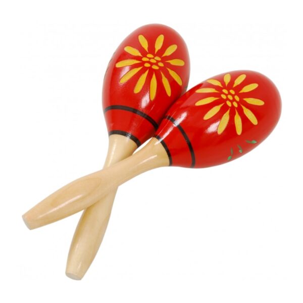 Wooden Small Maracas, Red, 23cm, Pair