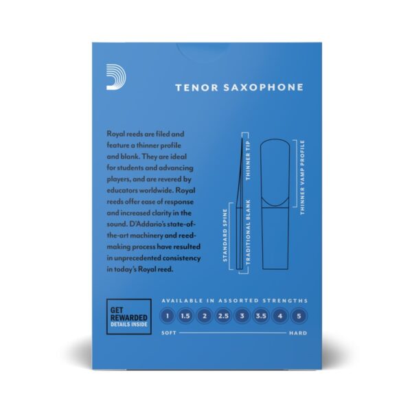 Royal by D'Addario Tenor Sax Reeds, Strength 2, 10-pack - Image 3