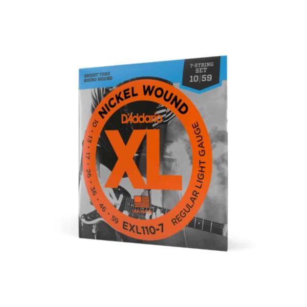 D'Addario XL Nickel Electric Guitar 7-String Set, EXL110-7, 10-59 Regular Light - Image 2