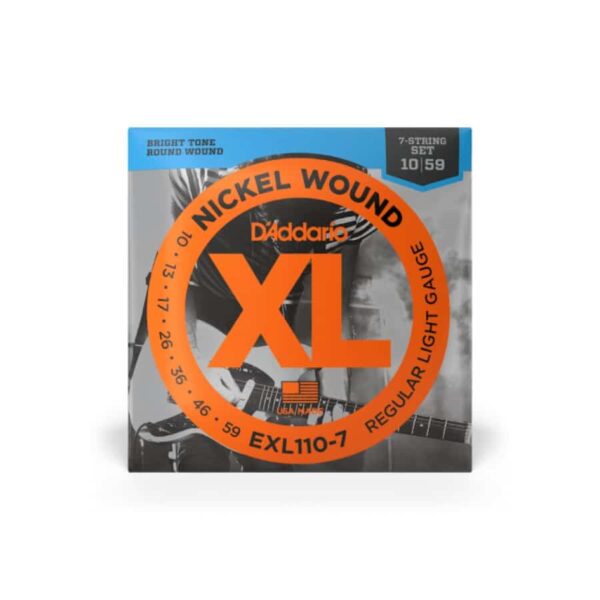 D'Addario XL Nickel Electric Guitar 7-String Set, EXL110-7, 10-59 Regular Light