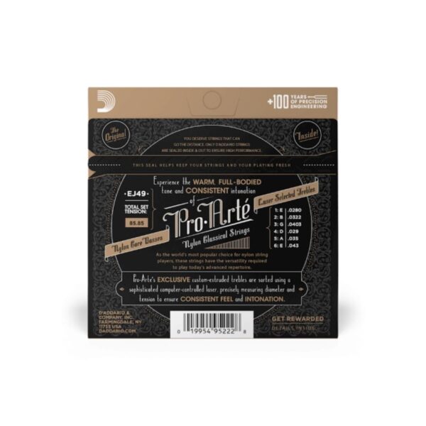 D'Addario, Pro-Arte Black Classical Guitar Strings, EJ49, Normal Tension - Image 3