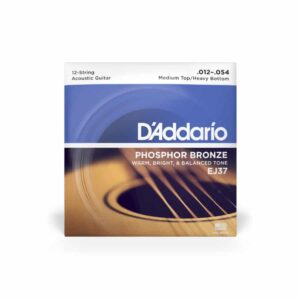 D'Addario, Acoustic Guitar Strings, EJ37, Phosphor Bronze, 2-54 Medium Top/Heavy Bottom 12-String