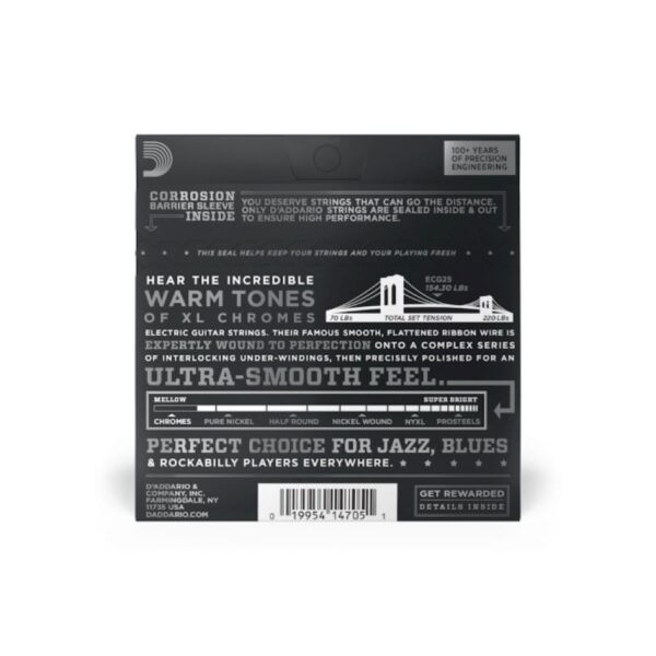 D'Addario, XL Chromes Electric Guitar Strings, ECG25, 12-52 Light - Image 3