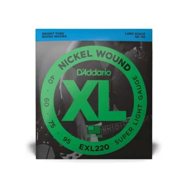 D'Addario, XL Nickel Bass Strings, EXL220, Long Scale,  40-95 Super Light