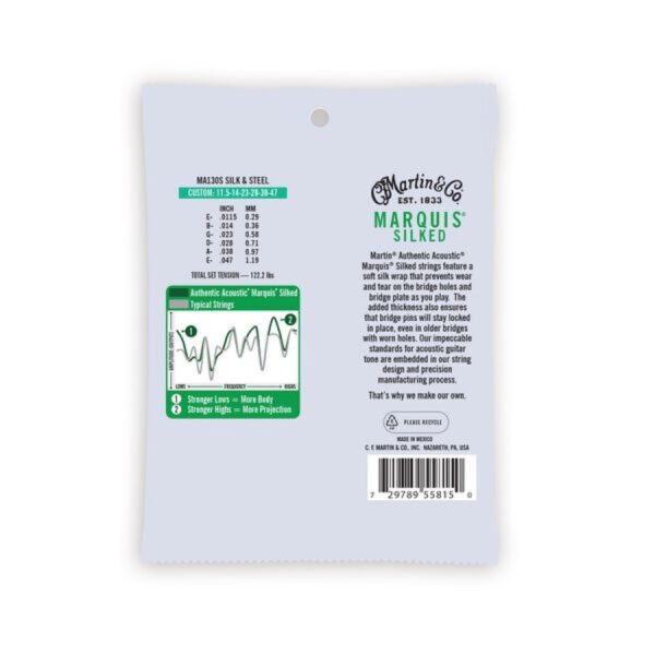 Martin Silk and Steel Acoustic Guitar String Set, 11-47 - Image 2