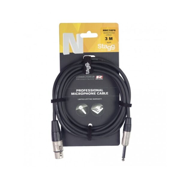 Stagg Deluxe NMC3XPR Microphone Cable, 10ft XLR(f)-Jack(m) Lead