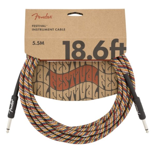 Fender Pure Hemp 18.6ft, Rainbow straight/straight Instrument Cable