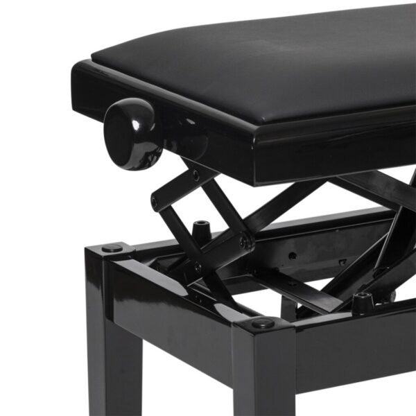 Stagg PBH390-BKP-SBK Hydraulic Piano Bench, Black Polished/Vinyl Top - Image 3