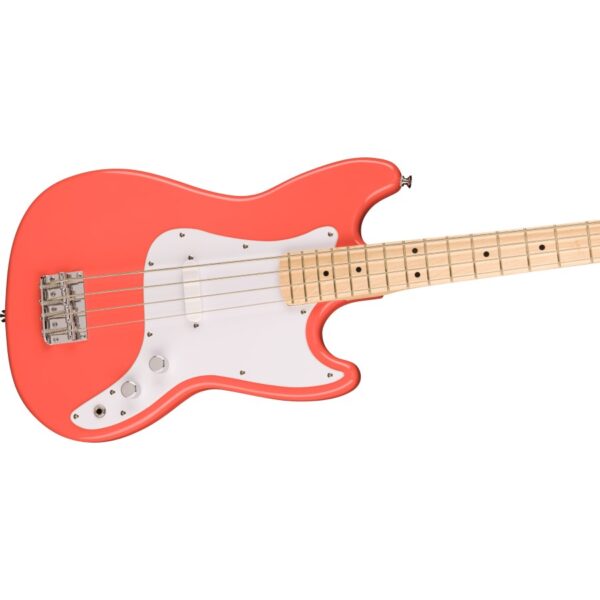 Squier Sonic Bronco Bass, Maple Fingerboard, White Pickguard, Tahitian Coral - Image 4