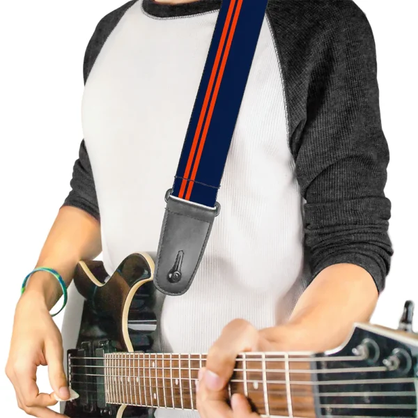 Buckle-Down Racing Stripe Guitar Strap, Navy/Orange - Image 2