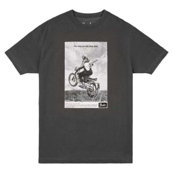 Fender Vintage Ad Motorcyle Rider T-Shirt, Graphite