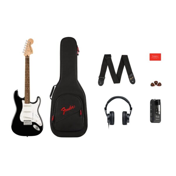 Squier Affinity Stratocaster Mustang Micro Pack, Laurel Fingerboard, Black