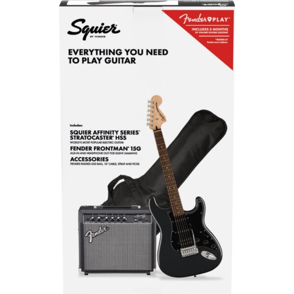 Squier Affinity Stratocaster HSS Guitar Pack, Charcoal Frost Metallic - Image 2