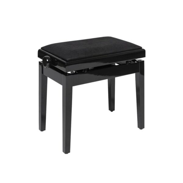 Stagg PBH390-BKP-VBK Hydraulic Piano Bench, Black Polished, Velvet Top