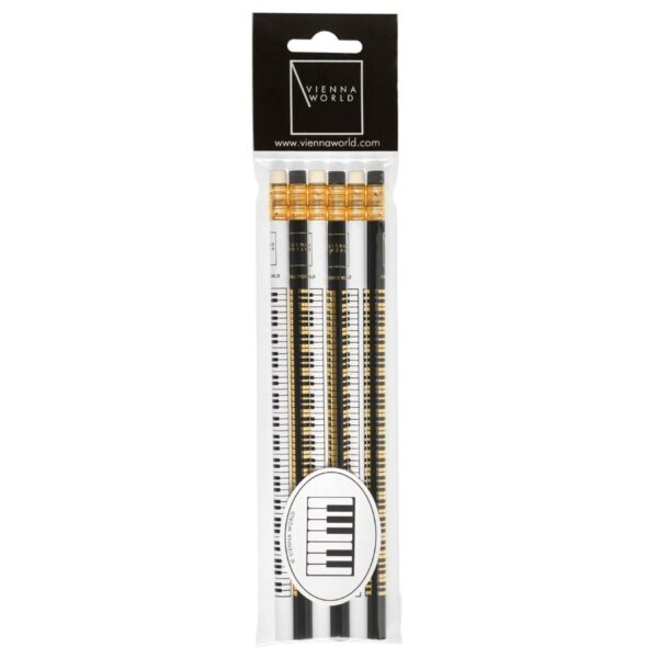 Vienna World Keyboard Pencil Set, Black and White (6 pcs)