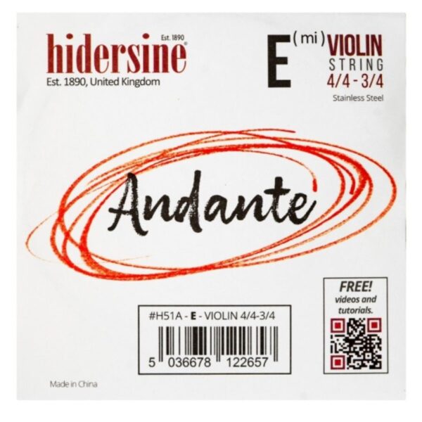 Hidersine Andante Violin E String, 3/4 - 4/4 Size