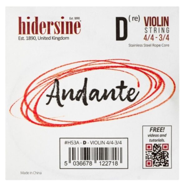 Hidersine Andante Violin D String, 3/4 - 4/4 Size