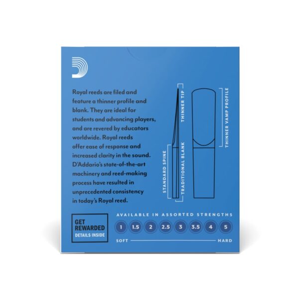 Royal by D'Addario Eb Clarinet Reeds, Strength 1.5, (Single) - Image 3