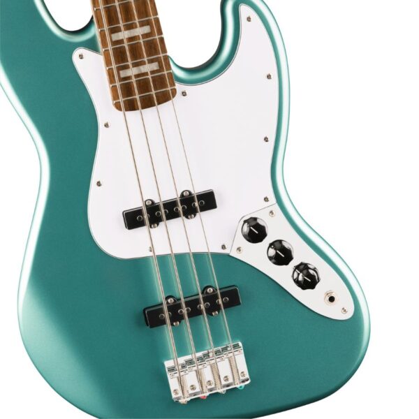 Squier Affinity Active Jazz Bass, Laurel Fingerboard, White Pickguard, Mystic Sea Foam Green - Image 4