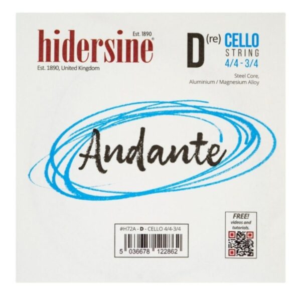 Hidersine Andante Cello D String, 3/4 - 4/4 Size