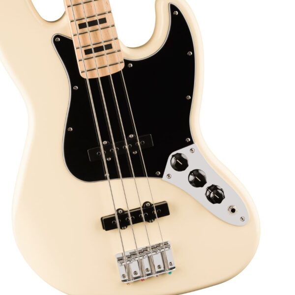 Squier Affinity Active Jazz Bass, Maple Fingerboard, Black Pickguard, Olympic White - Image 4