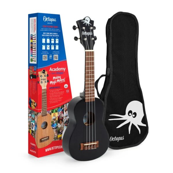 Octopus UK200 Soprano Ukulele, Matt Black - Image 6