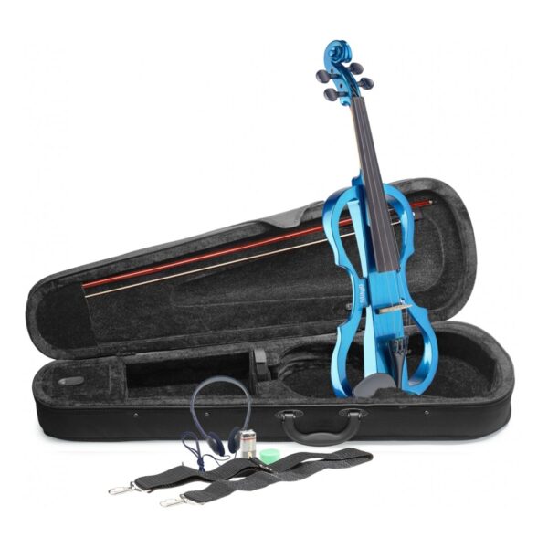 Stagg EVN X-4/4 BL Electric Violin Outfit, Metallic Blue