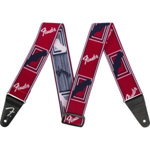 Fender 2" Weighless Monogrammed Guitar Strap, Red/White/Blue