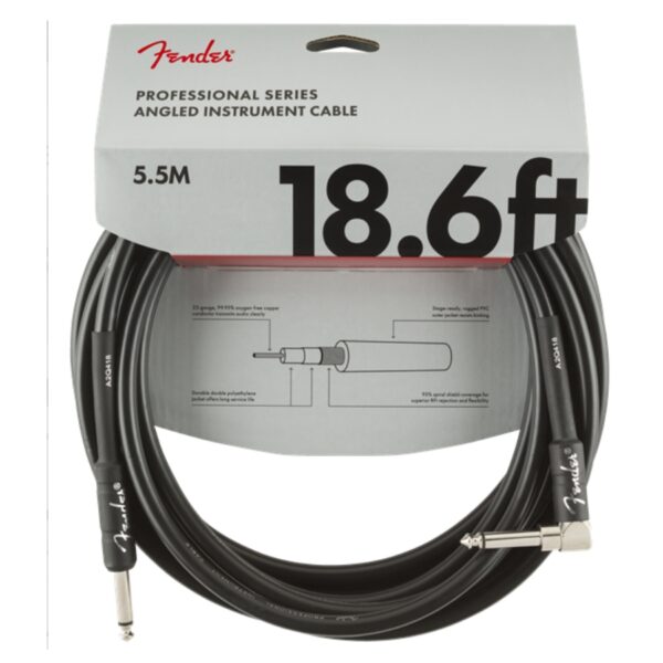 Fender Pro 18.6' Straight-Angle Black Instrument Cable