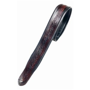 Leathergraft Celtic Embossed Padded Leather Guitar Strap, Brown