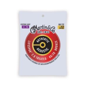 Martin MA175T 80/20 Bronze Authentic Acoustic Lifespan 2.0 Guitar String Set, 11-52