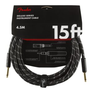 Fender Deluxe 15ft, Black Tweed Straight/Straight Insrument Cable