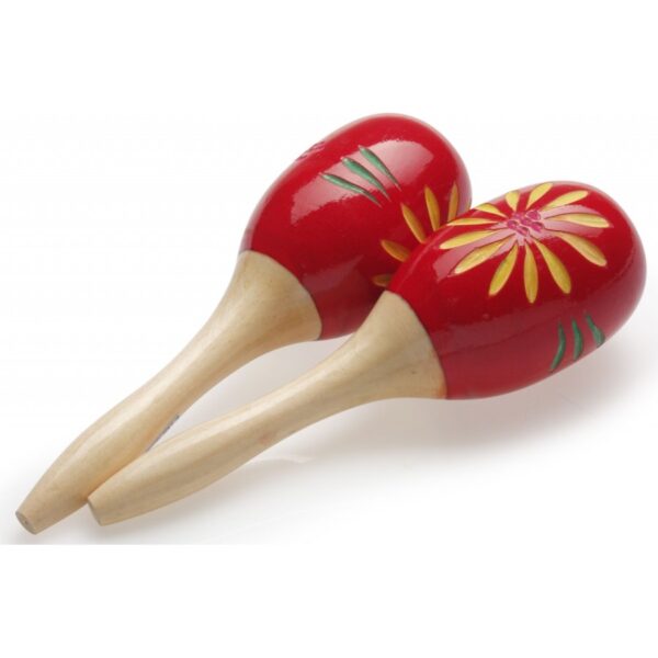 Stagg Mini Oval Wooden Maracas, Red, 16cm, Pair