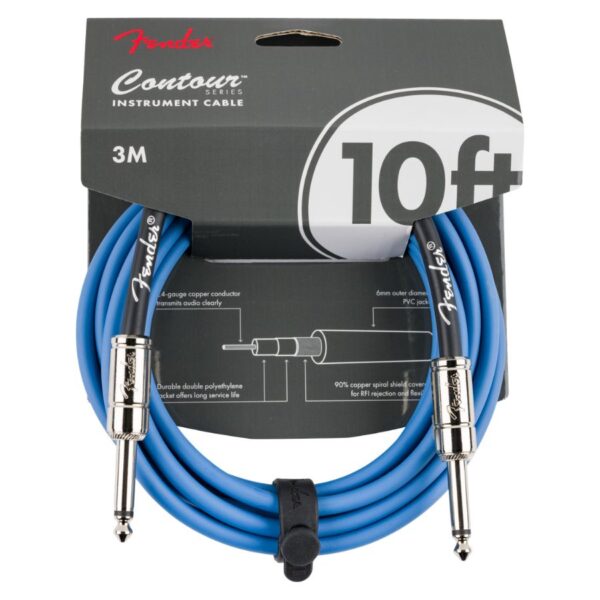 Fender Contour 10ft Instrument Cable, Lake Placid Blue - Image 3