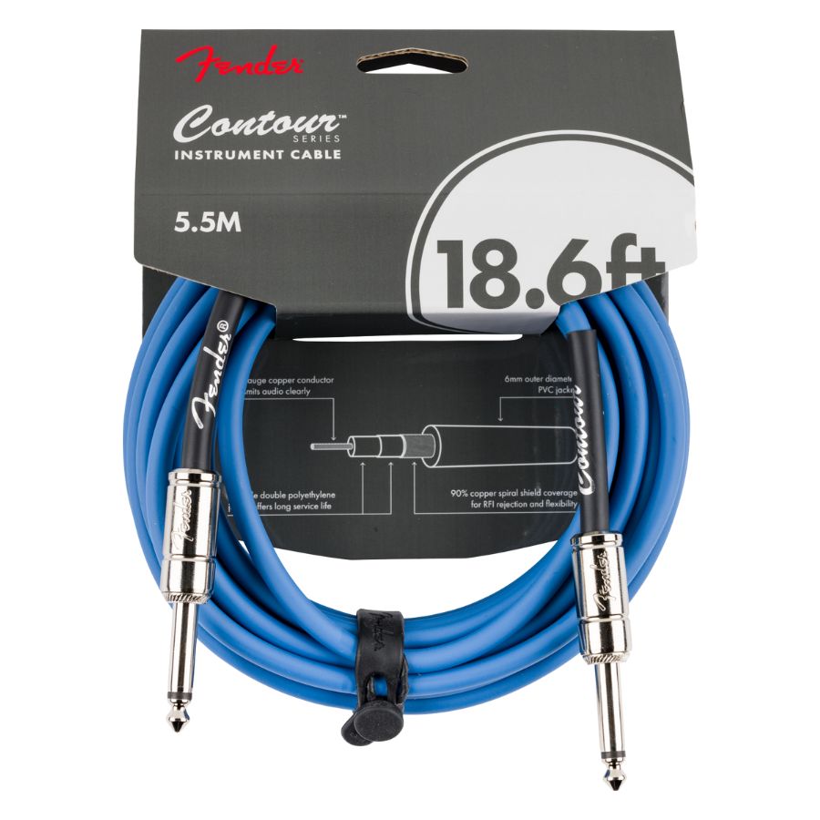 Fender Contour 18.6ft Instrument Cable, Lake Placid Blue - Image 3