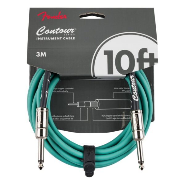 Fender Contour 10ft Instrument Cable, Sherwood Green - Image 3