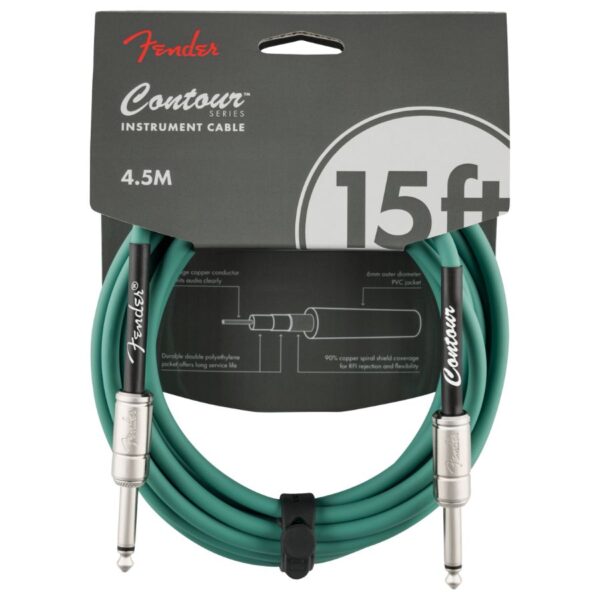 Fender Contour 15ft Instrument Cable, Sherwood Green - Image 3