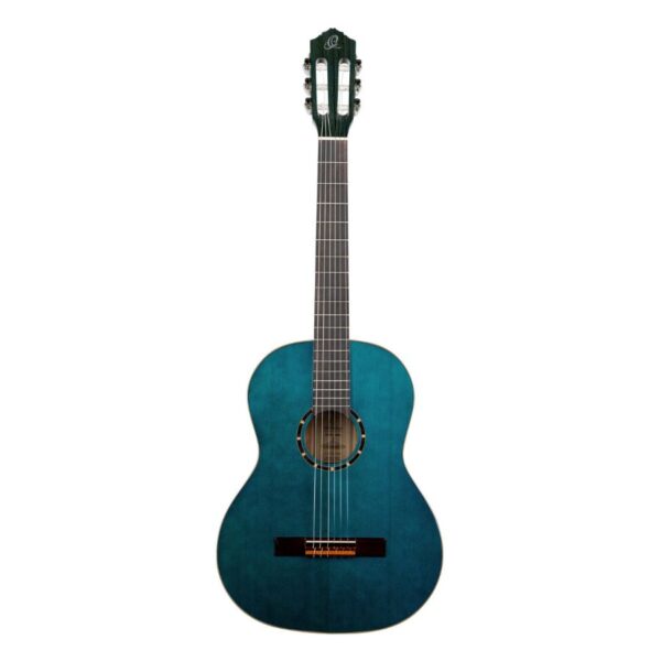 Ortega R121SNOC Family Series Classical Slim Neck Guitar, Ocean Blue, with Gig Bag