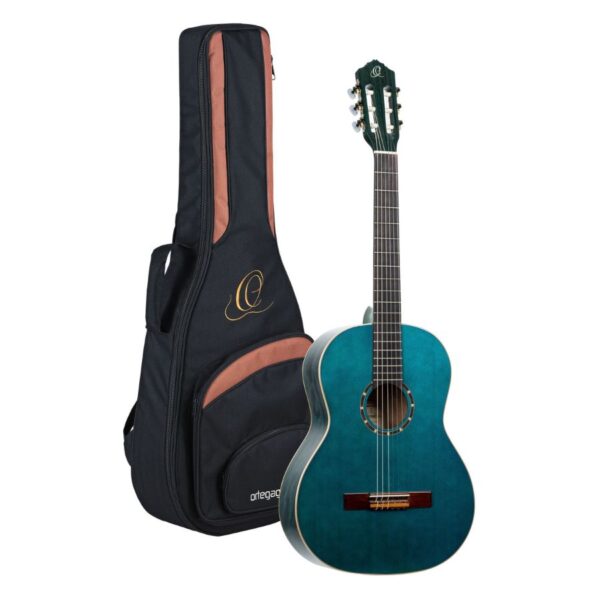 Ortega R121SNOC Family Series Classical Slim Neck Guitar, Ocean Blue, with Gig Bag - Image 5