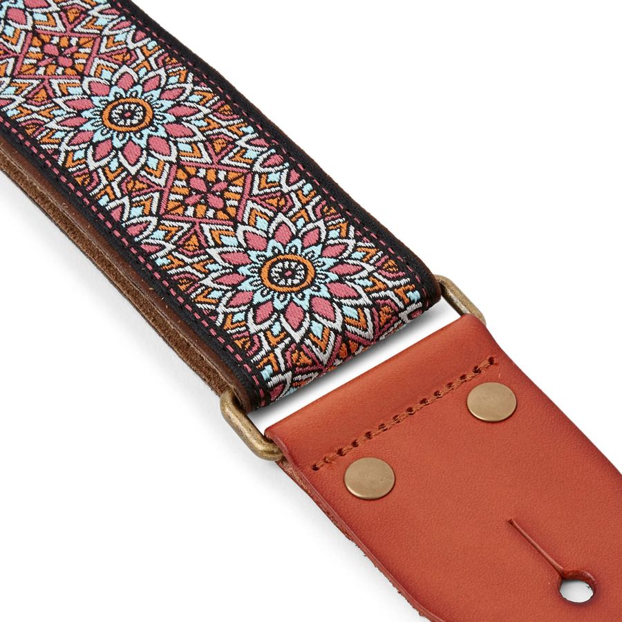 Izuzi GT-50 Fabric on Suede Guitar Strap, Leather Ends - Image 2
